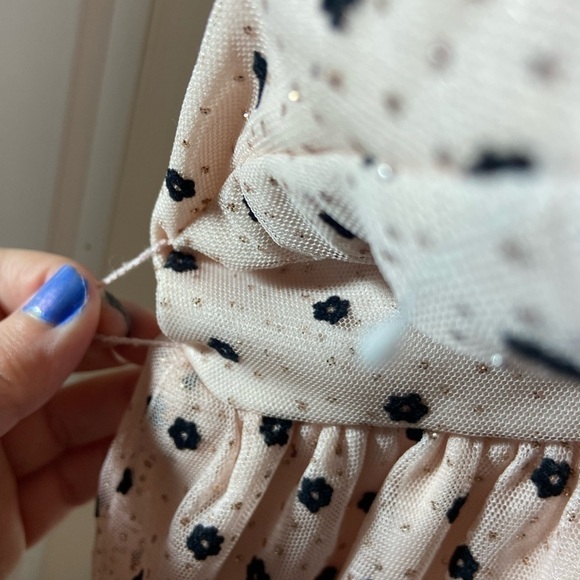 Girls my michelle Sleeveless Glitter Pink Black Floral Polka Dot Party Dress 16 - Picture 8 of 9